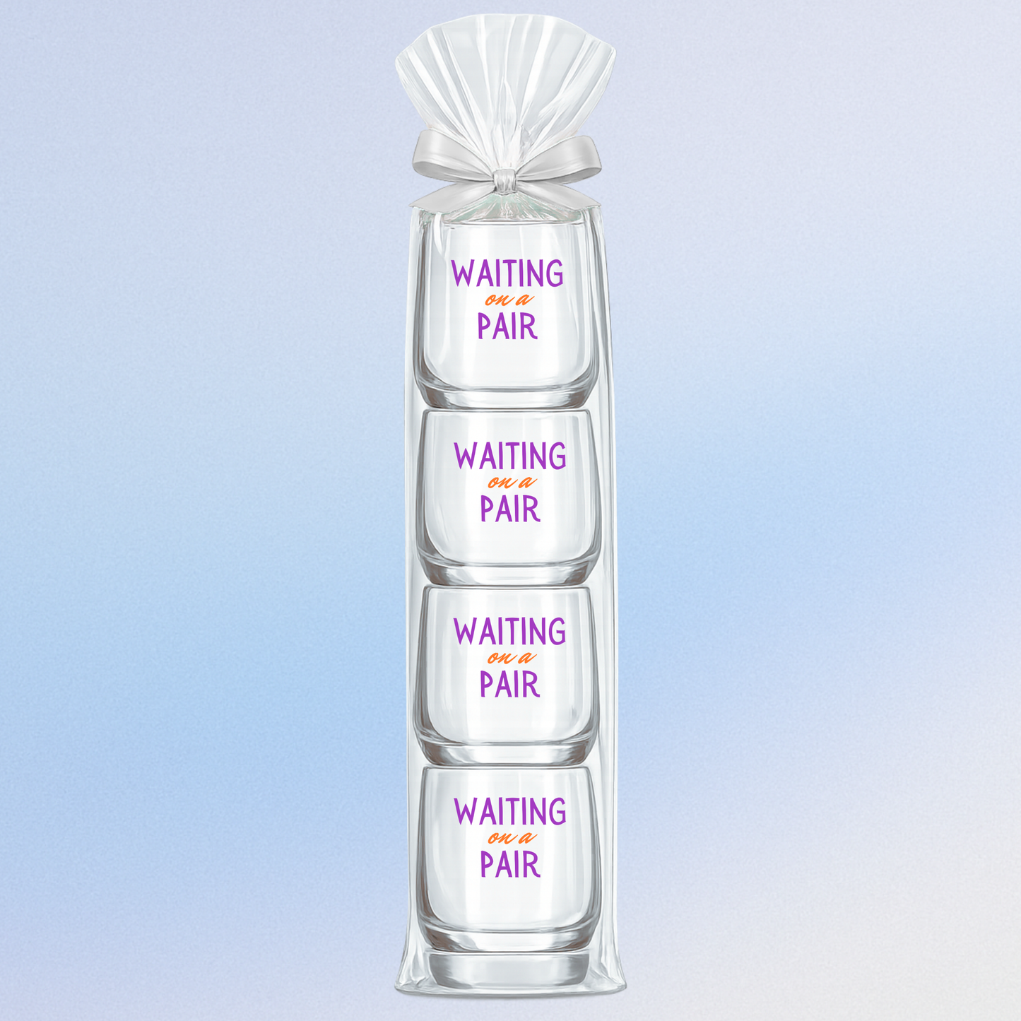 Fabuplates - Mahjong Stemless Tossware 4 ct Set Wine Glasses "Waiting on a Pair"
