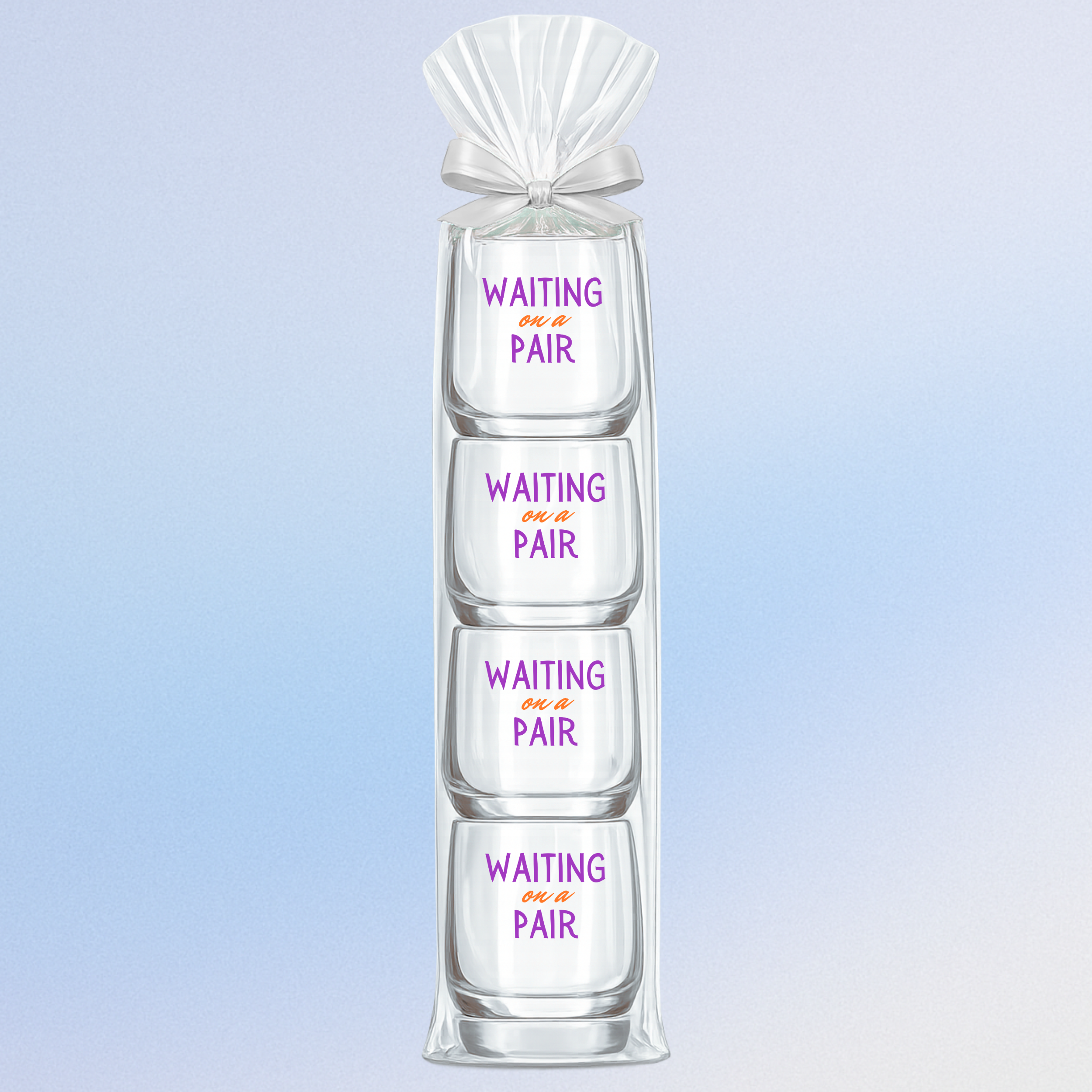 Fabuplates - Mahjong Stemless Tossware 4 ct Set Wine Glasses "Waiting on a Pair"