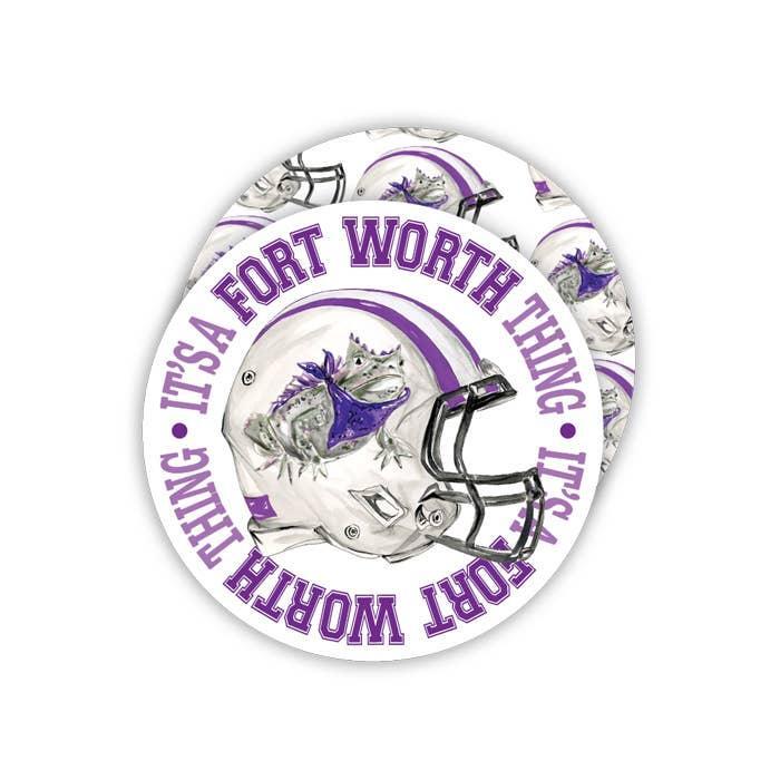 Fort Worth Thing Helmet Purple Horned Frog Round Coaster