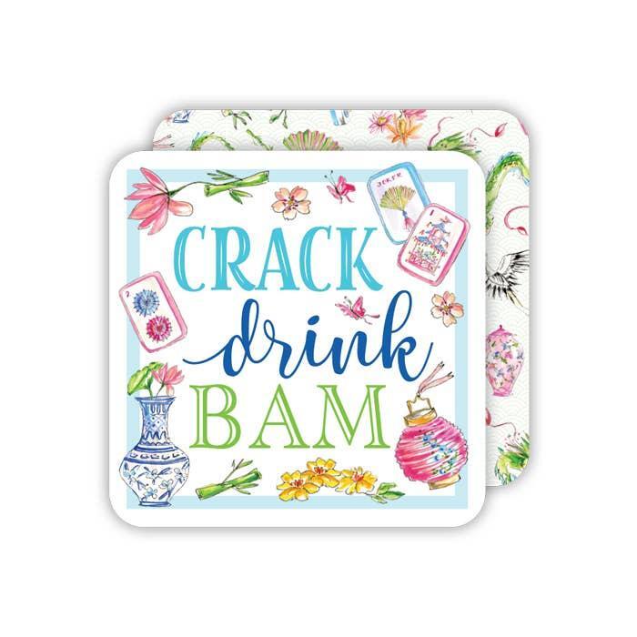 Crack Drink Bam Mahjong Icons Square Coaster