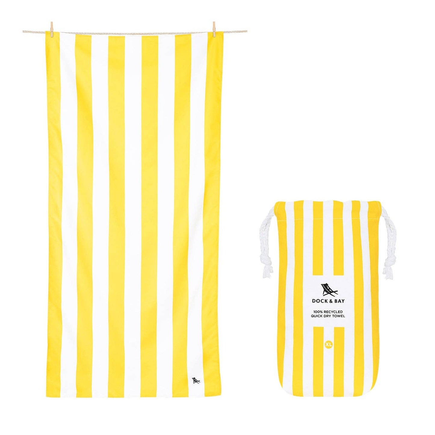 Dock & Bay USA  Quick Dry Towels - Cabana - Boracay Yellow: Large (63x35")