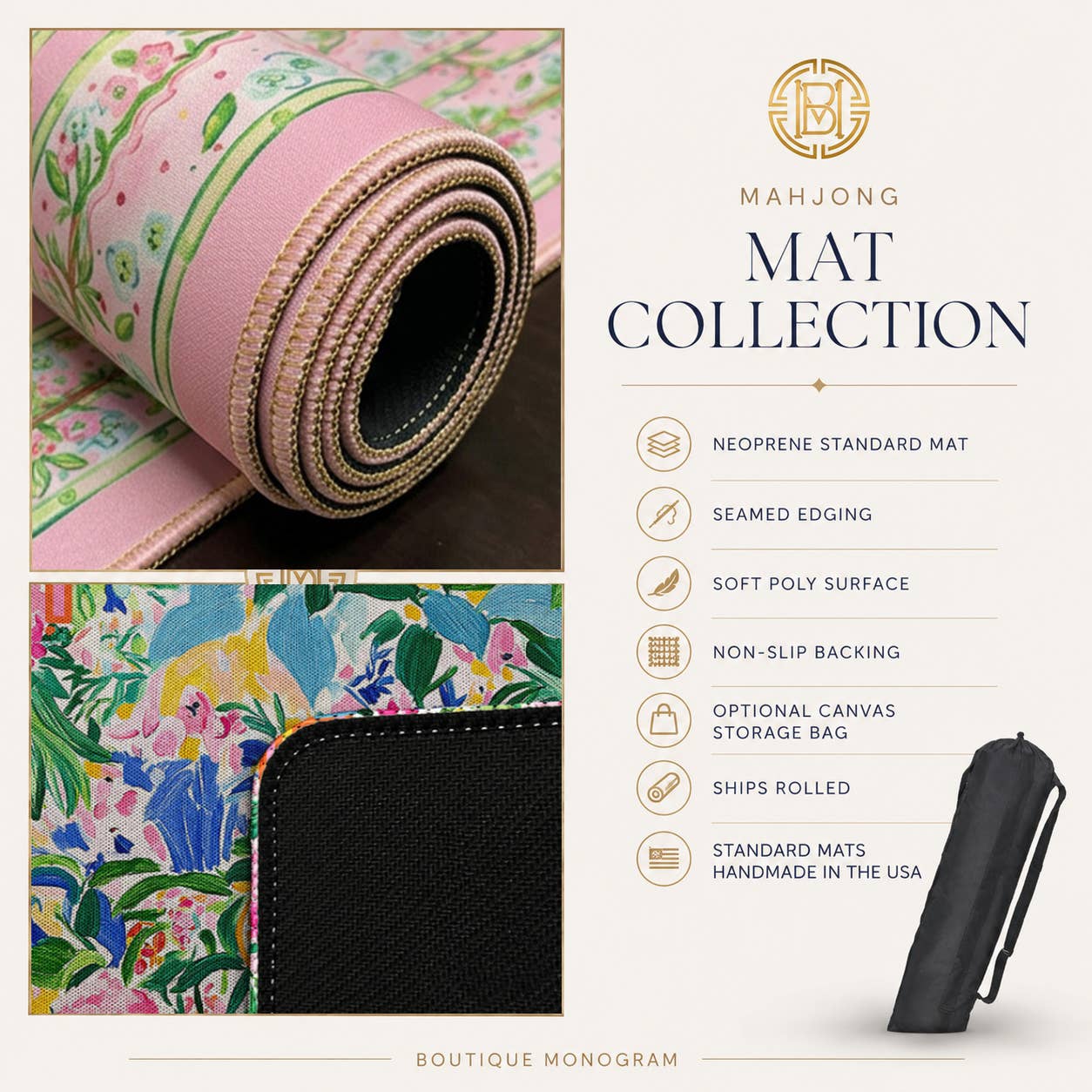 Boutique Monogram - Mahjong Mat:   Winnie / Neoprene with bag