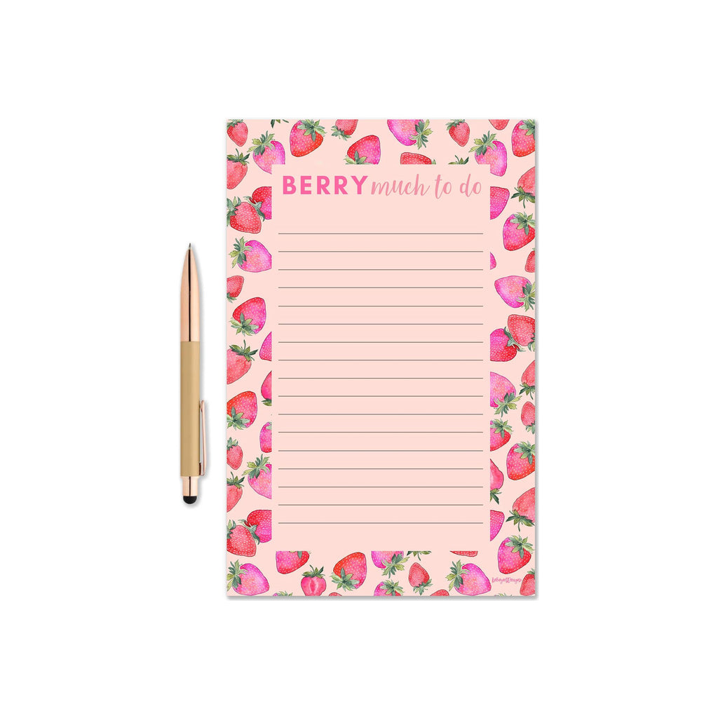 Berry Much To Do  Notepad - Watercolor Strawberry Notepad