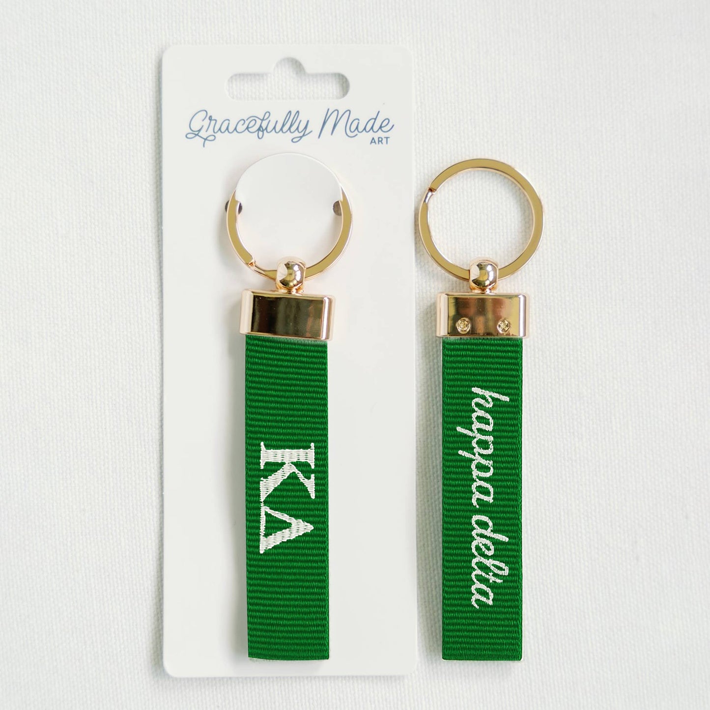 Gracefully Made Art - Kappa Delta Embroidered Keychain, Sorority