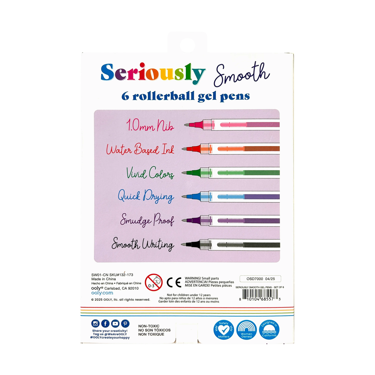 OOLY - Seriously: Smooth Rollerball Gel Pens (Set of 6)