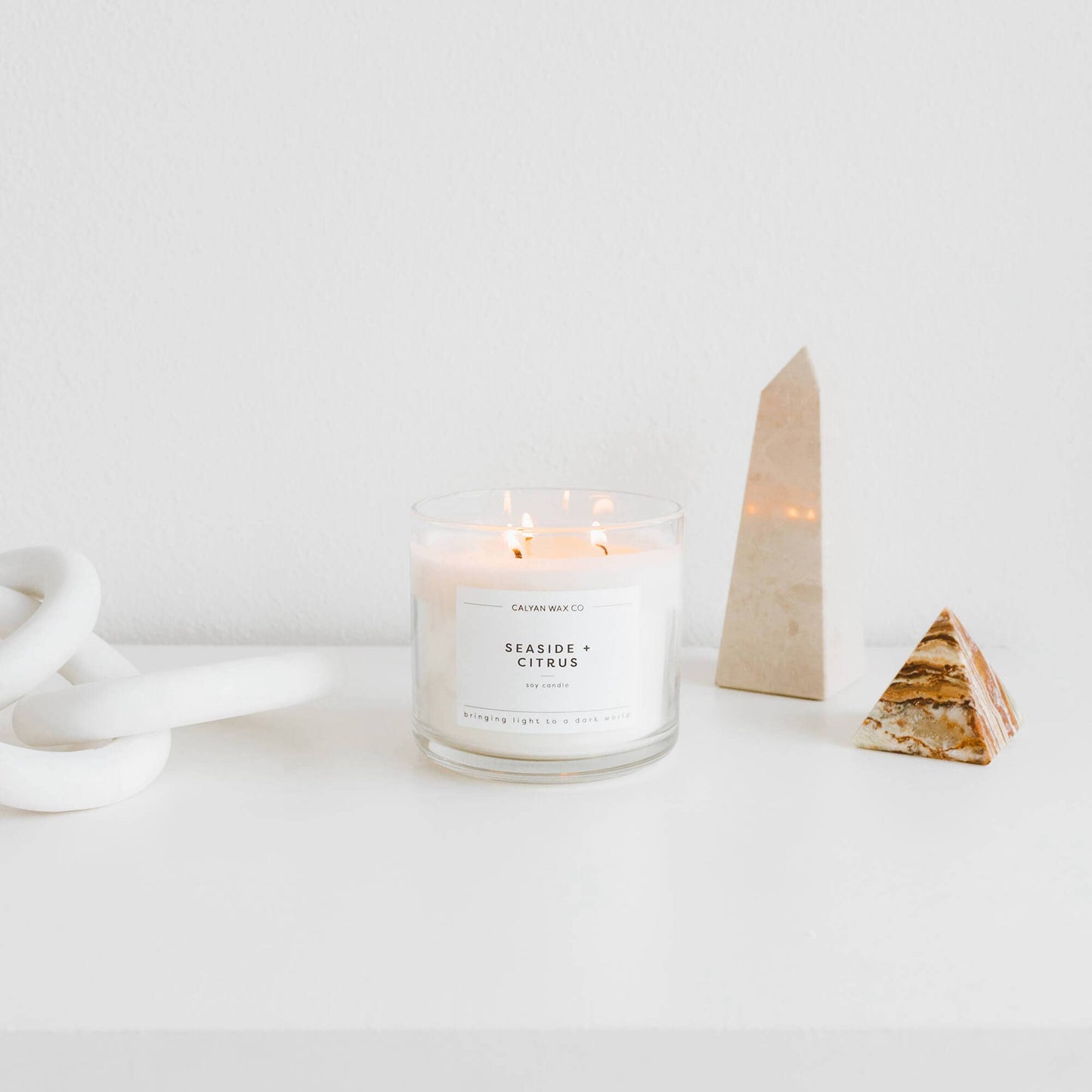 Calyan Wax Co. - Seaside + Citrus - 3 Wick Clear Glass Tumbler Soy Candle