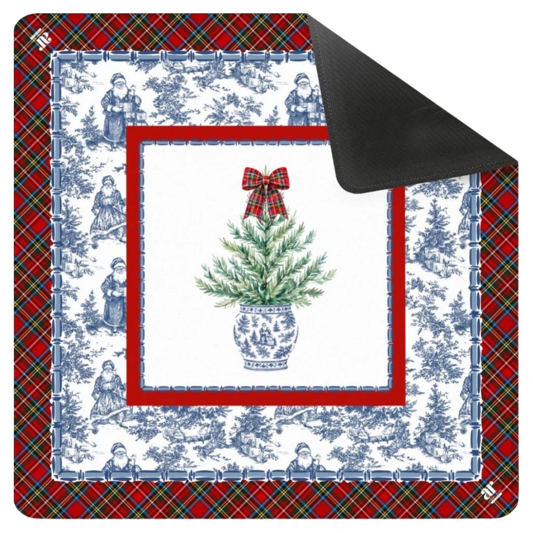 Anders Ruff Design Co. - NEOPRENE Tartan Toile Noël Mahjong Mat | Holiday Christmas