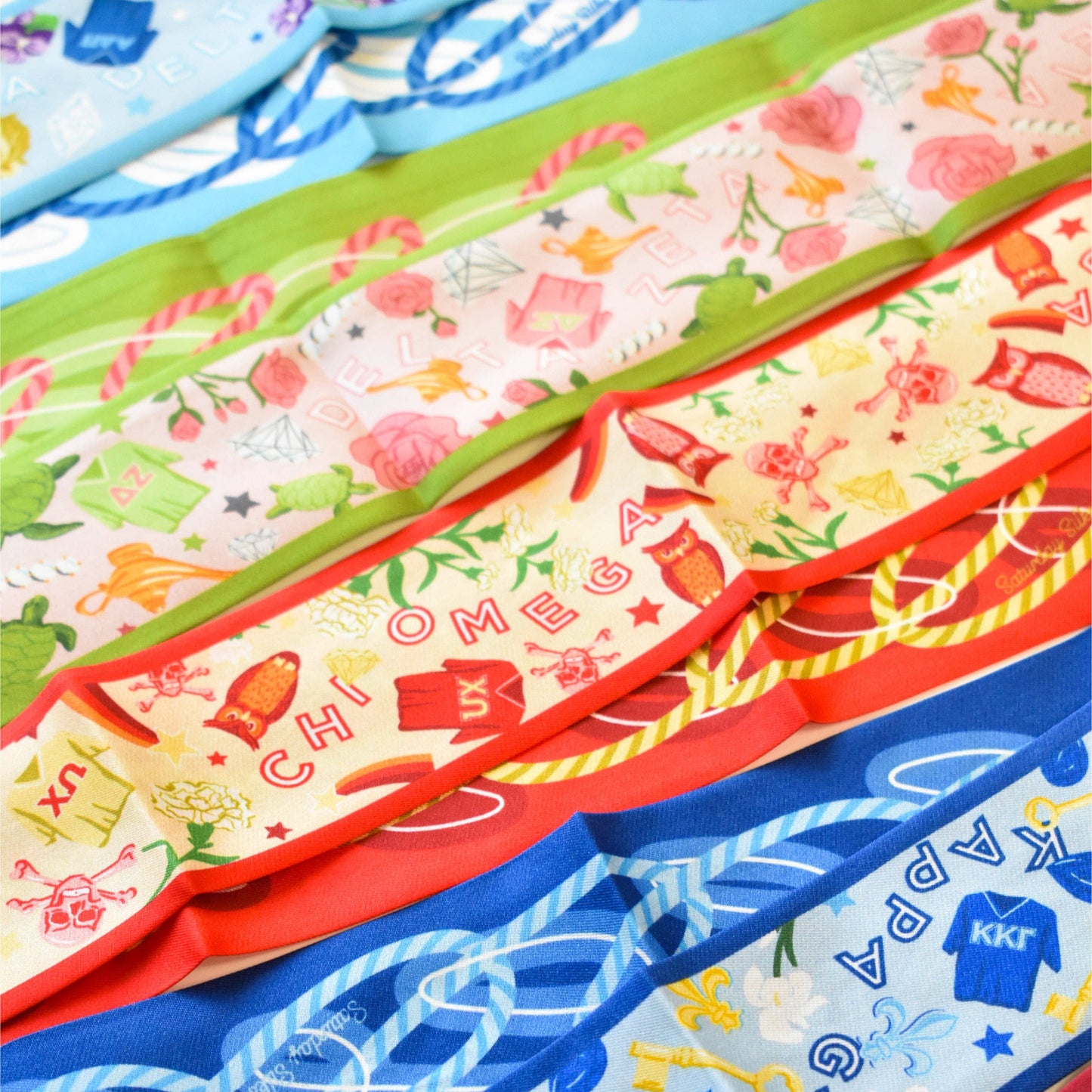 Saturday Silks - Chi Omega Skinny Scarf