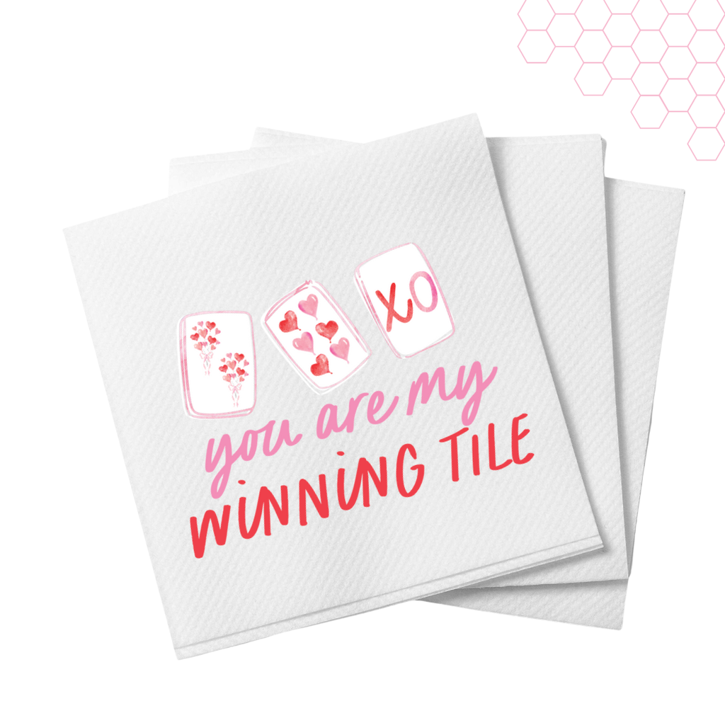 Mahjong Valentine's Day Cocktail Napkins | set of 20 | You are my winning Tile