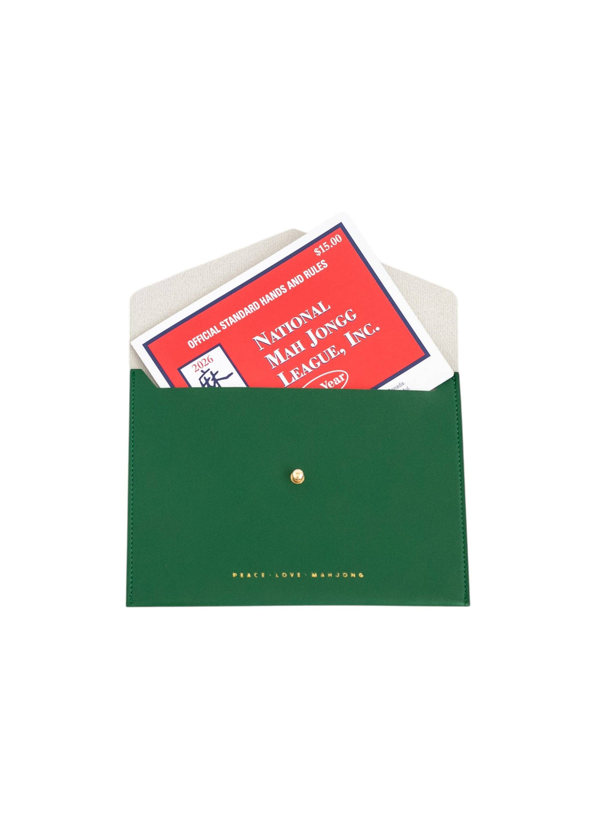 Peace Love Mahjong - Card Clutch: Hunter Green