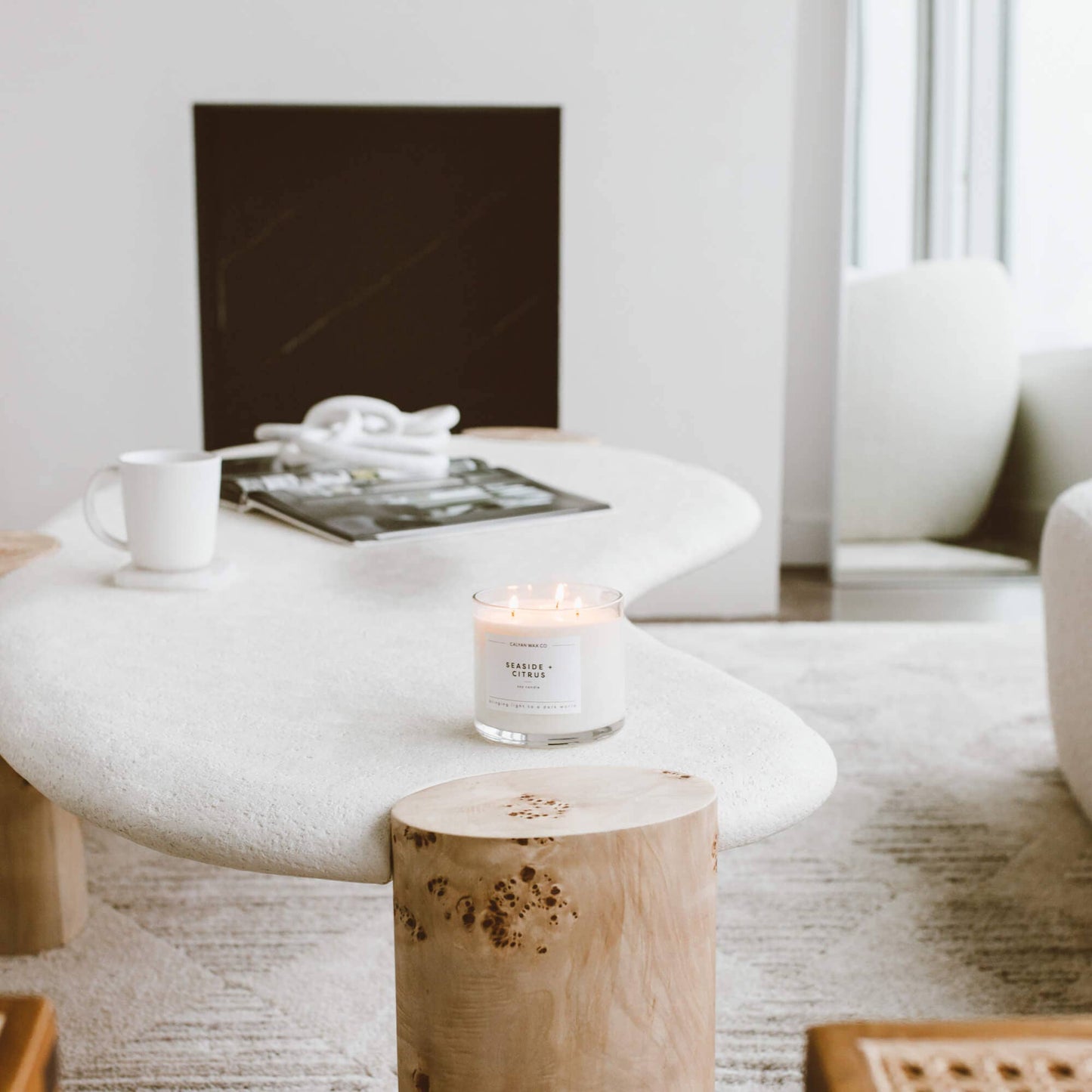 Calyan Wax Co. - Seaside + Citrus - 3 Wick Clear Glass Tumbler Soy Candle