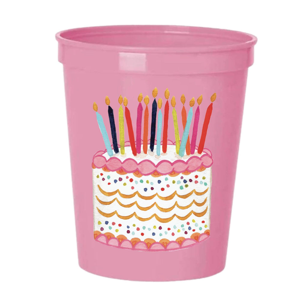 Birthday Cake Pink Stadium Cups- Birthday