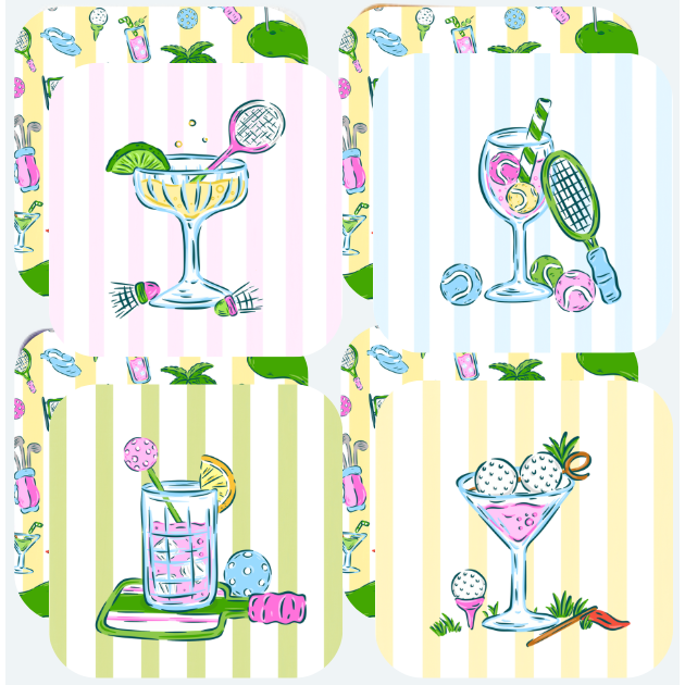 KEVA and Created By - Country Club Coasters Set of 4