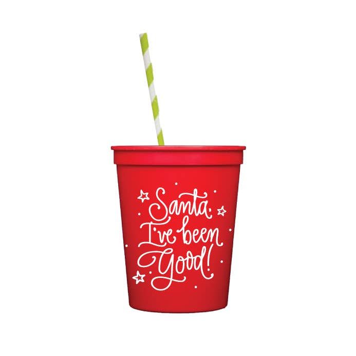 Santa I've Been Good |  Kids Stadium Cups w/ Lids + Straws