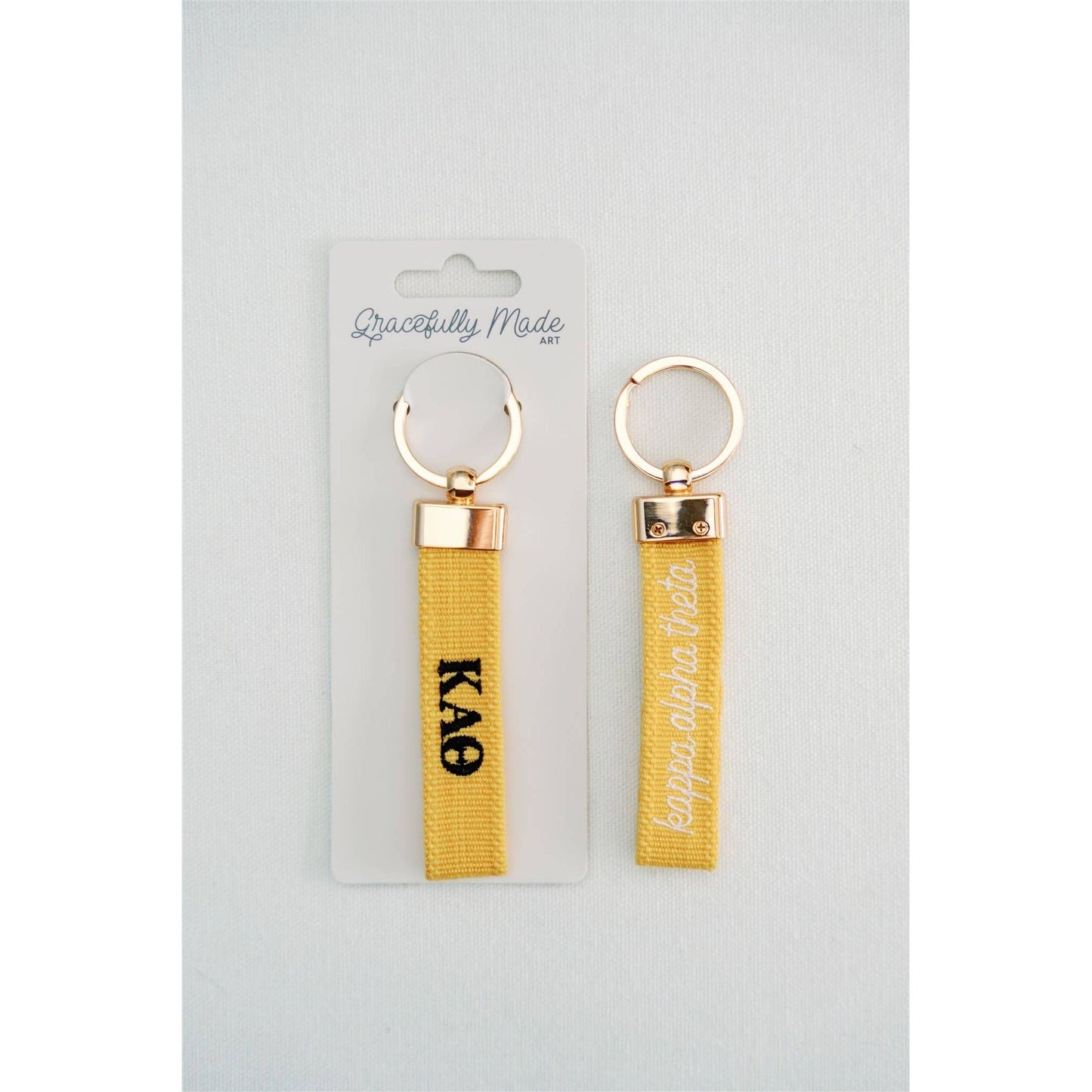 Gracefully Made Art - Kappa Alpha Theta Embroidered Keychain, Sorority