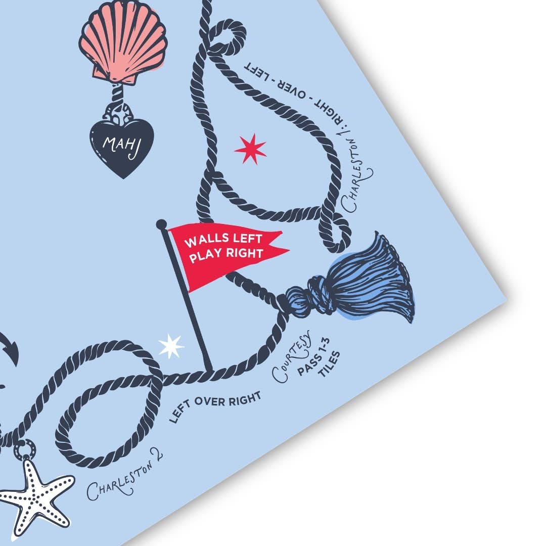 Anders Ruff Design Co. - Neoprene Coastal Charm Mahjong Mat – Beach Lake Nautical