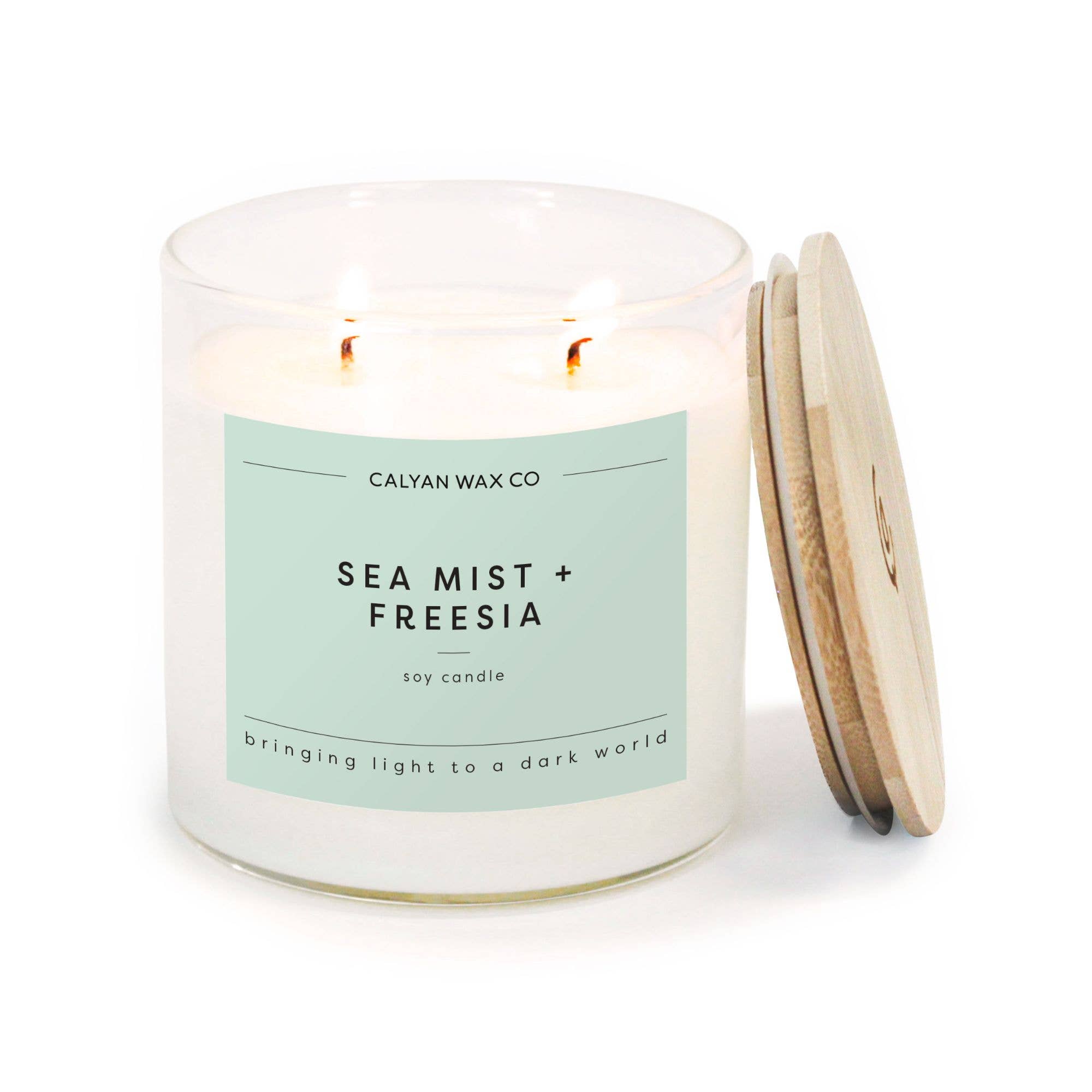 Calyan Wax Co. - Sea Mist + Freesia - Glass Tumbler Soy Candle