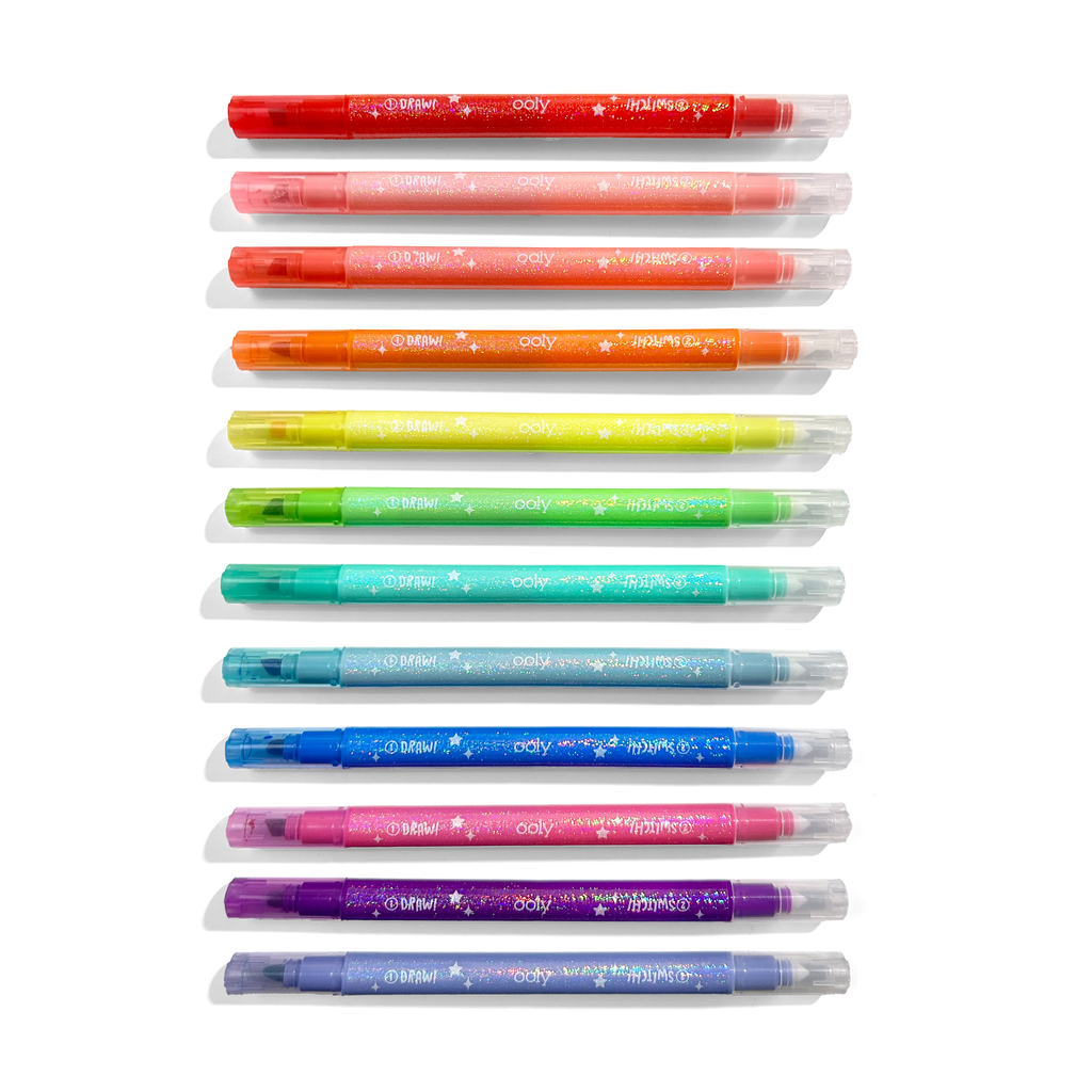 Switch-Eroo Sparkle Glittery Color Changing Markers- 12 pc