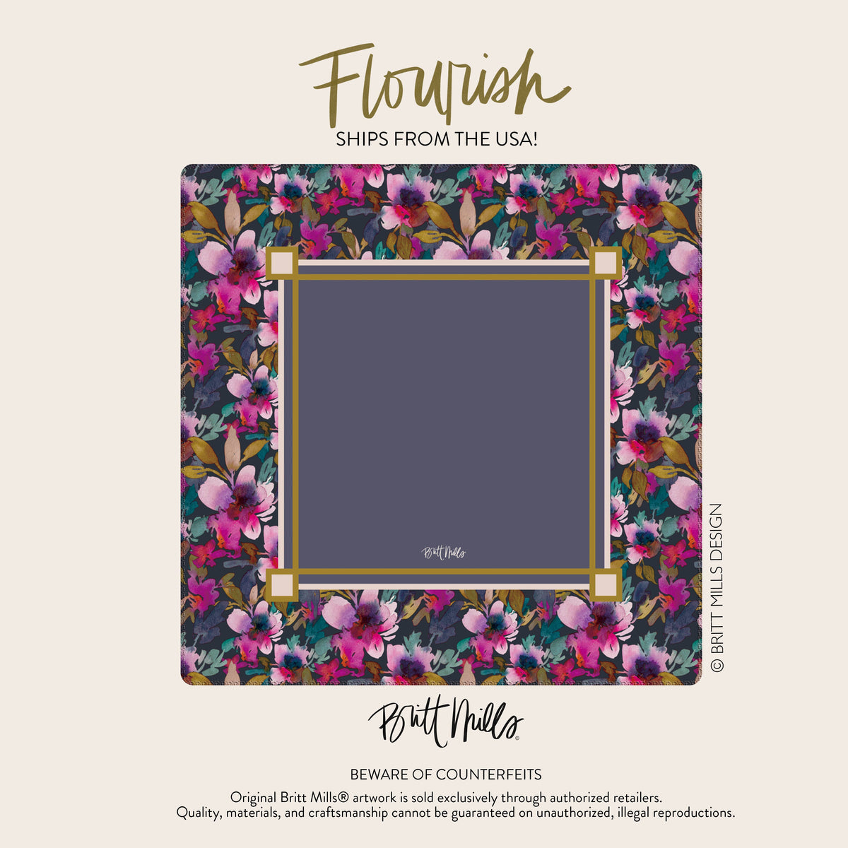 Britt Mills Design -Neoprene Mahjong Mats : Flourish