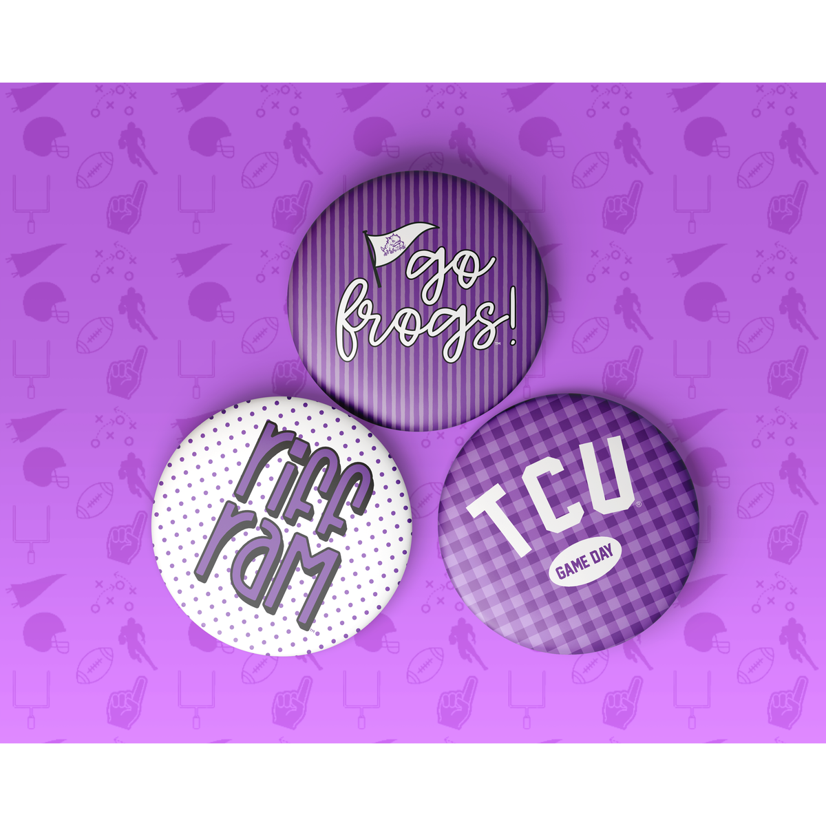 | Gameday Pins: TCU GAME DAY GINHAM