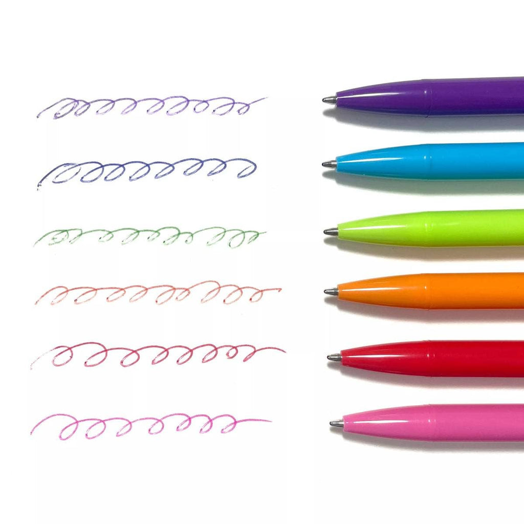 Bright Writers Colored Ballpoint Pens - Set of 6
