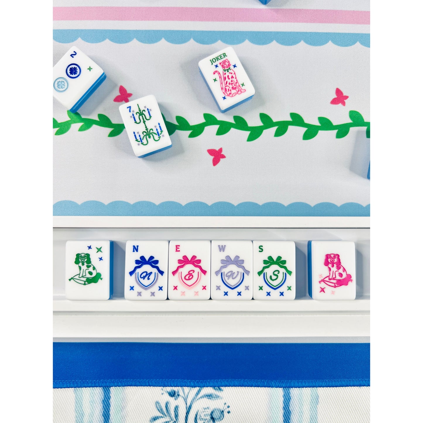 BAM!  Let's Mahjong MAHJONG TILES GRANDMILLENNIAL AND MATCHING MAT in GREEN