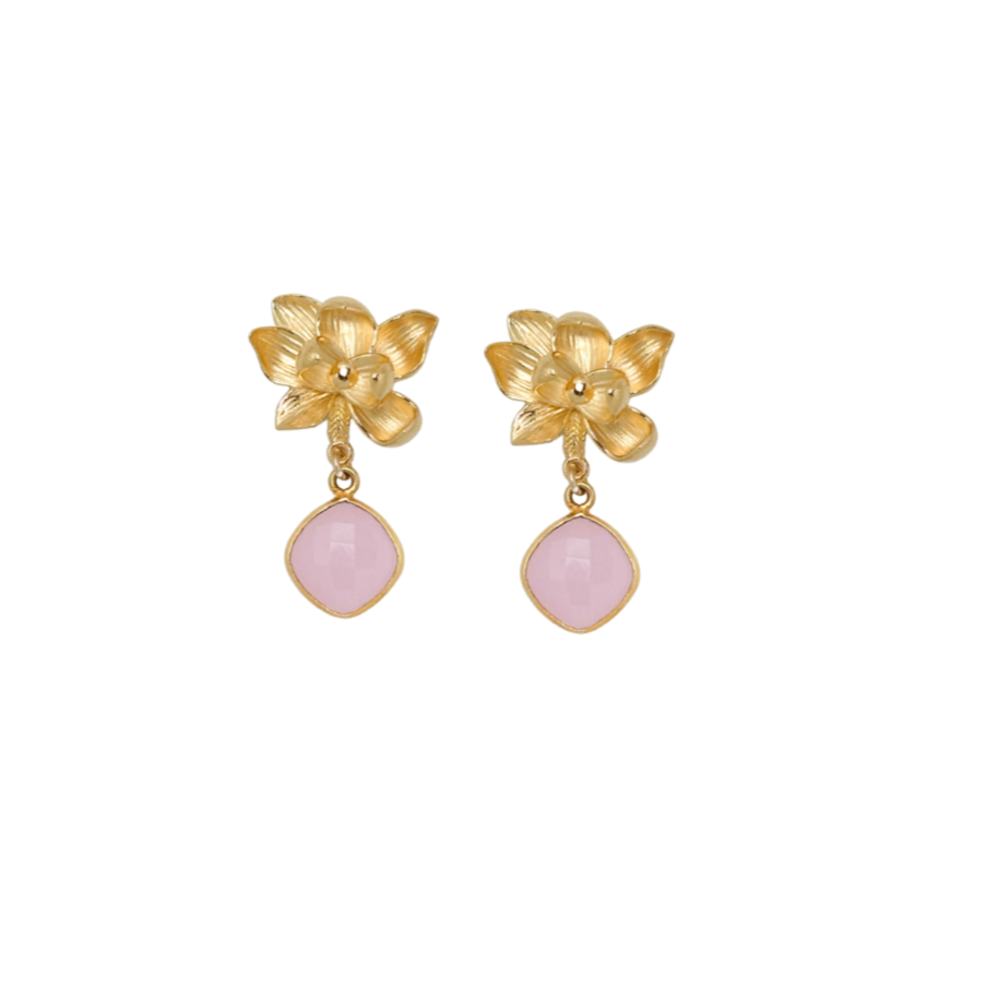 Magnolia Rose Quartz Single Drop Earrings