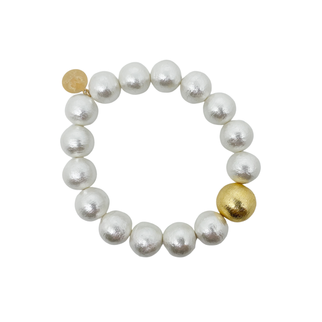 Olivia Cotton Pearl & Gold Bracelet (12mm)