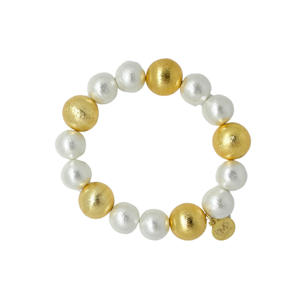 Olivia Cotton Pearl & 14mm Gold Bracelet
