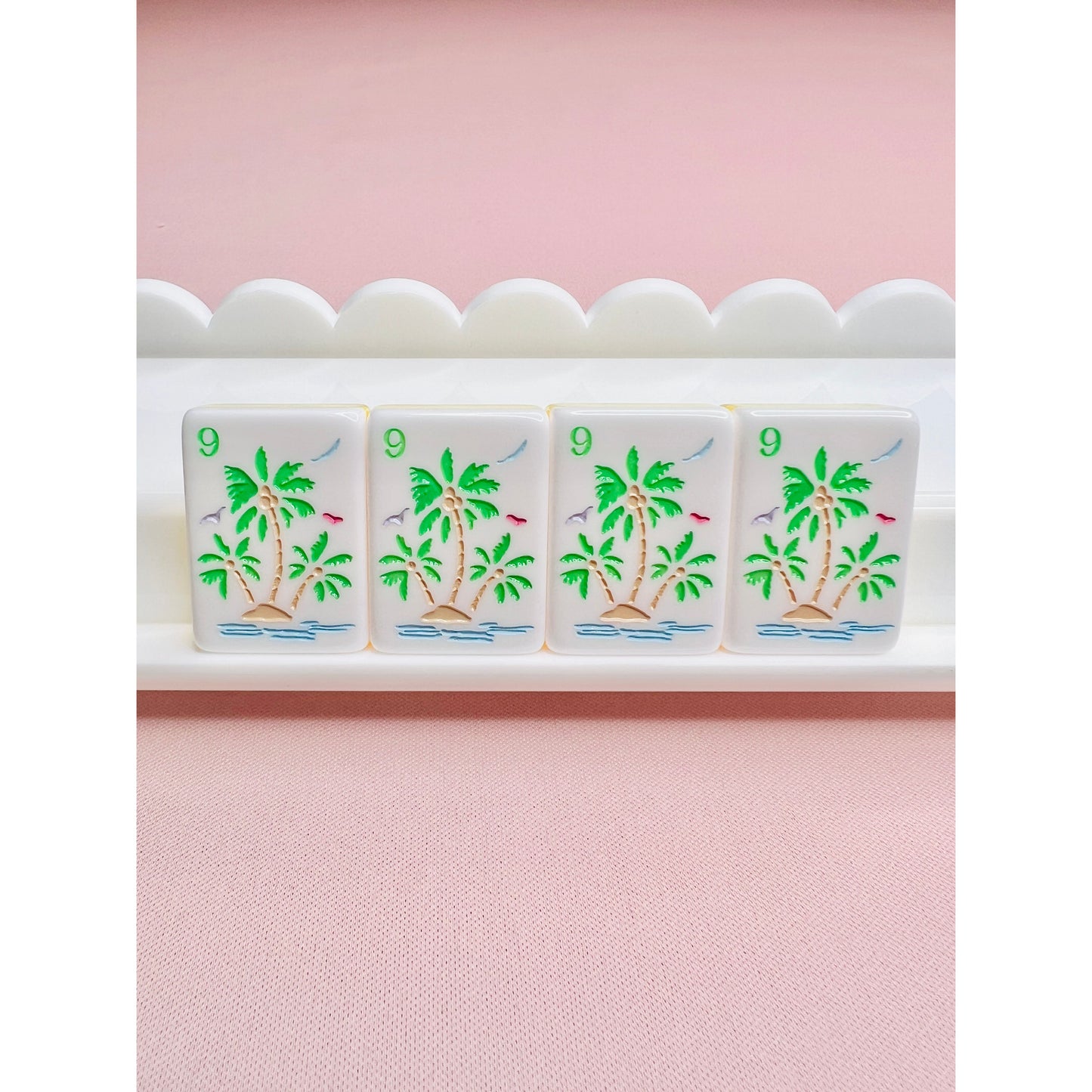 BAM! Let's Mahjong THE PALM ROYALE MAHJONG TILES+ MATCHING MAT in TANGERINE