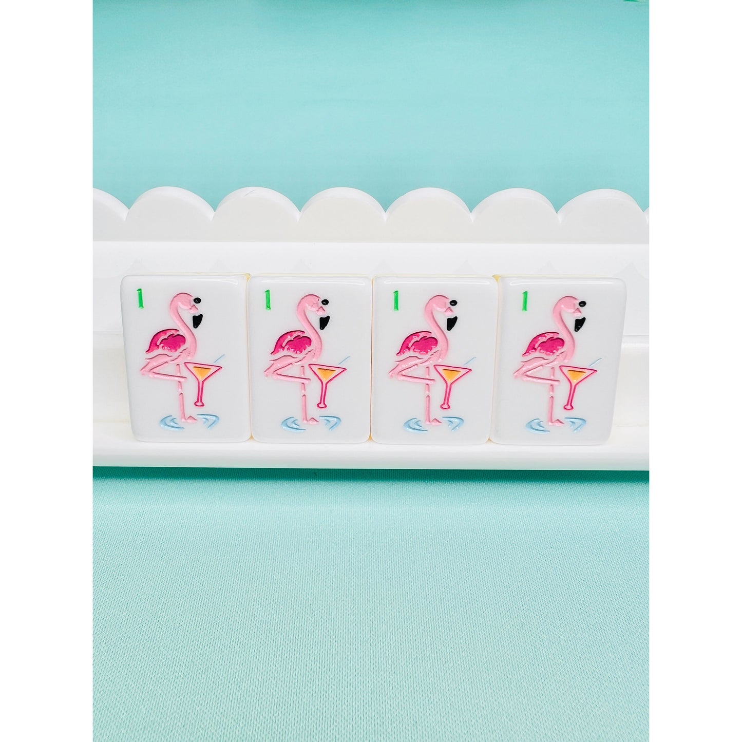 BAM! Let's Mahjong THE PALM ROYALE MAHJONG TILES+ MATCHING MAT in TANGERINE