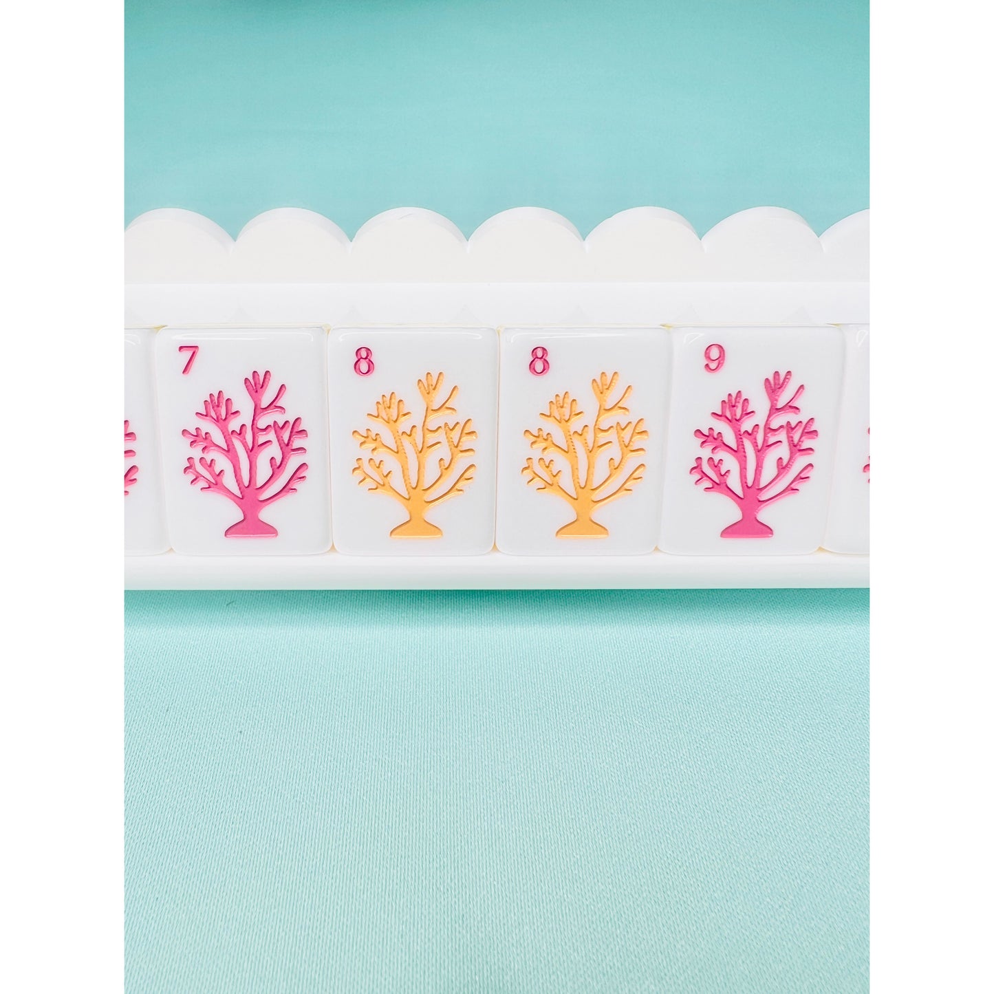 BAM! Let's Mahjong THE PALM ROYALE MAHJONG TILES+ MATCHING MAT in TANGERINE