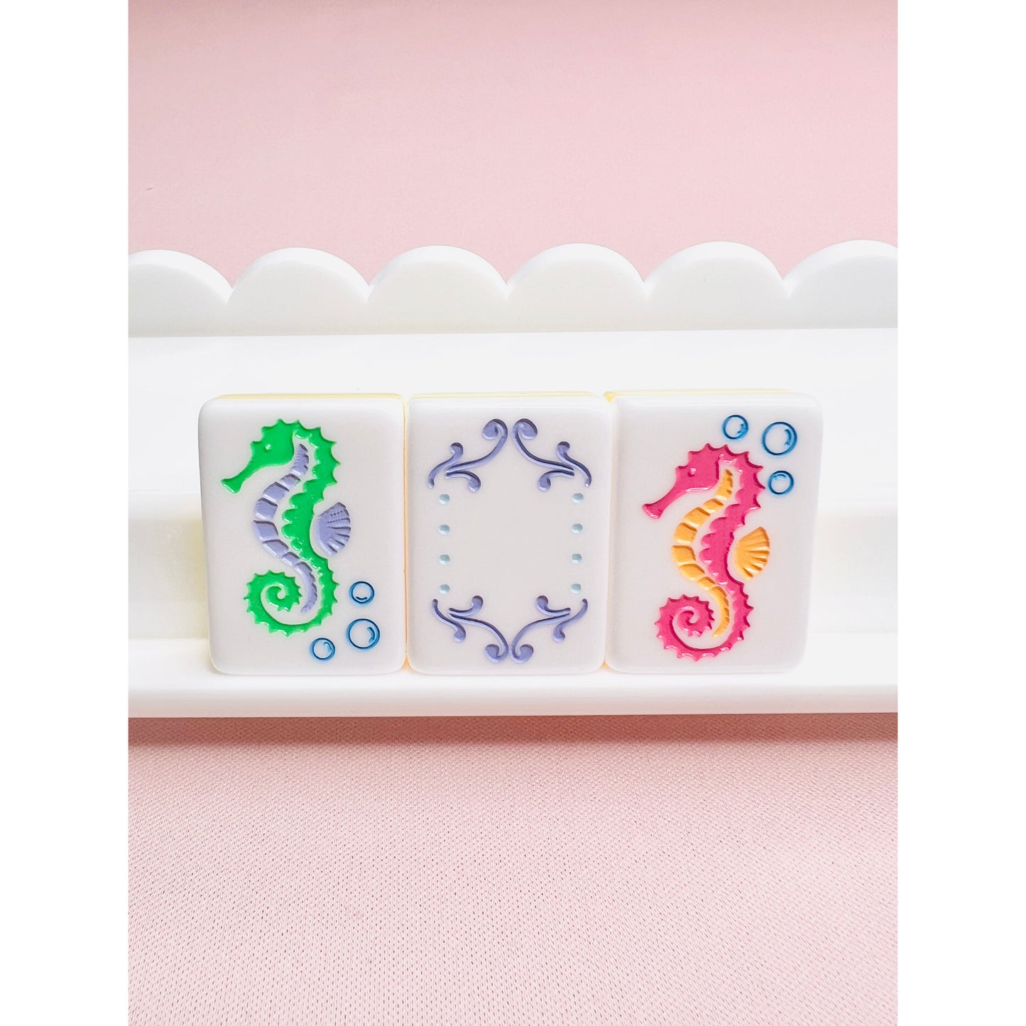 BAM! Let's Mahjong THE PALM ROYALE MAHJONG TILES+ MATCHING MAT in TANGERINE