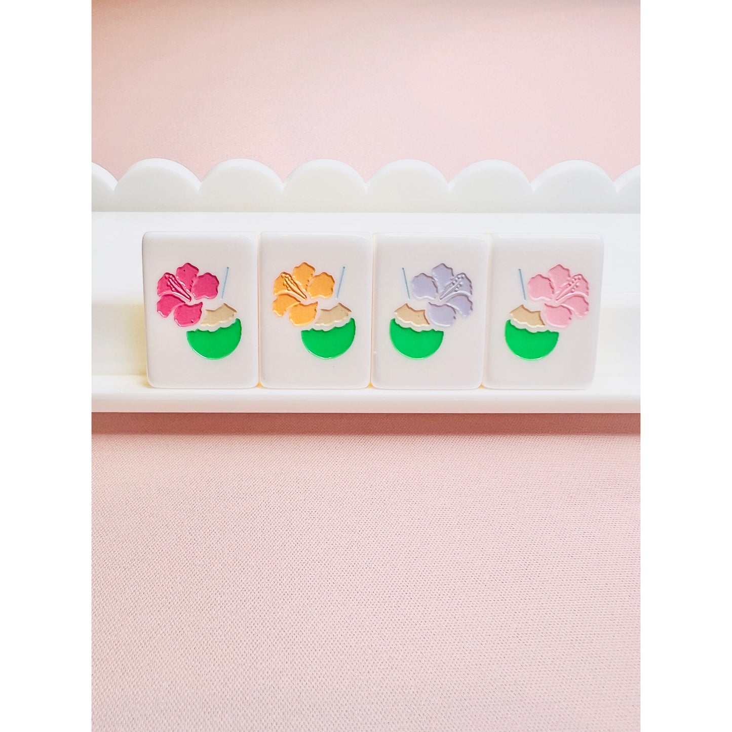 BAM! Let's Mahjong THE PALM ROYALE MAHJONG TILES+ MATCHING MAT in TANGERINE