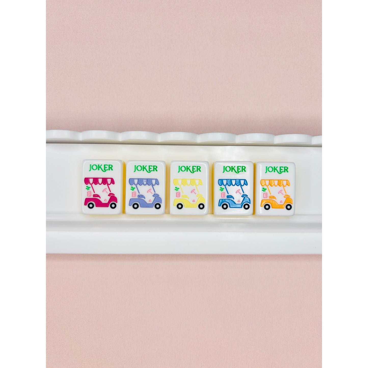 BAM! Let's Mahjong THE PALM ROYALE MAHJONG TILES+ MATCHING MAT in TANGERINE