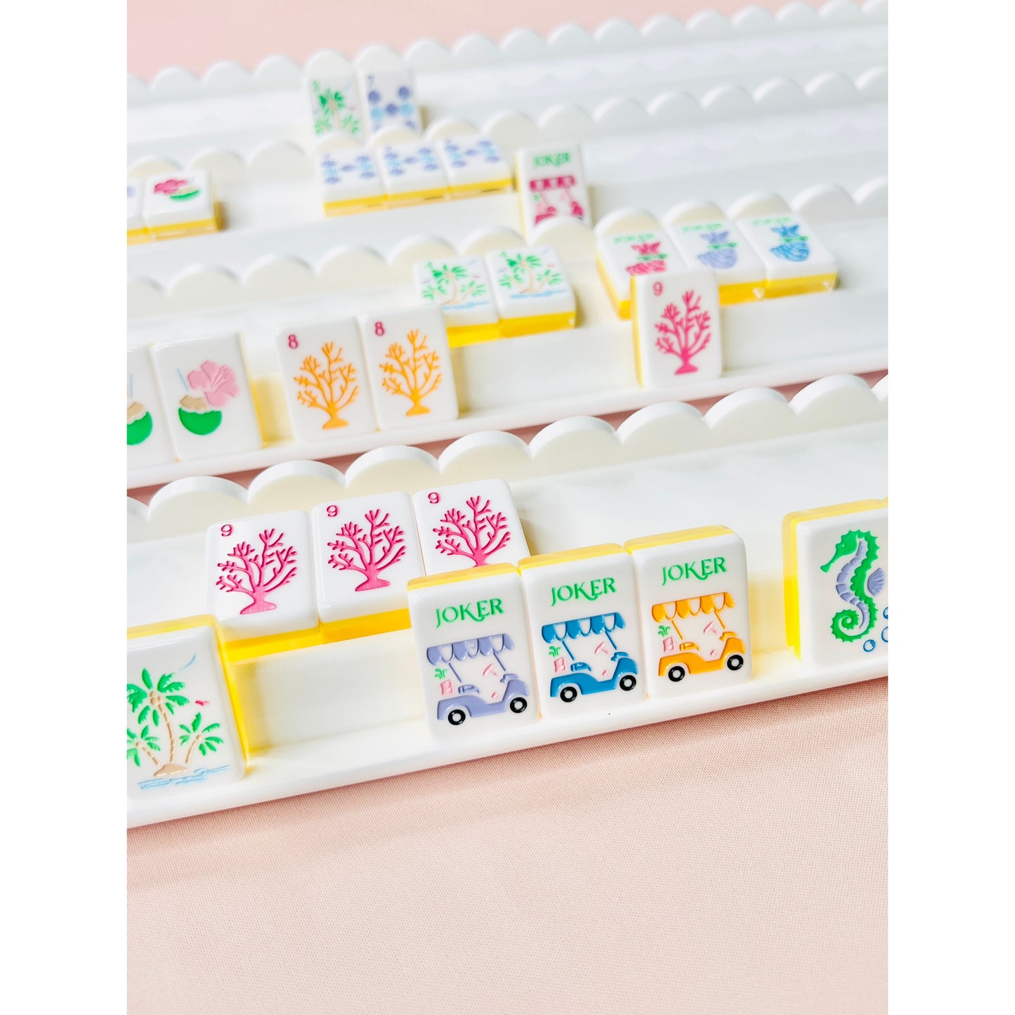 BAM! Let's Mahjong THE PALM ROYALE MAHJONG TILES +  MATCHING MAT:  LEMON DROP