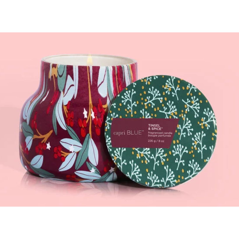 Tinsel and Spice Holiday Pattern Play Petite Jar Candle, 8 oz