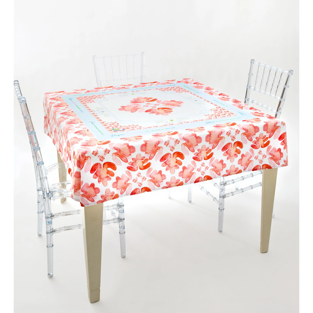 Pop of Poppy Instructional Mahjong Tablecloth