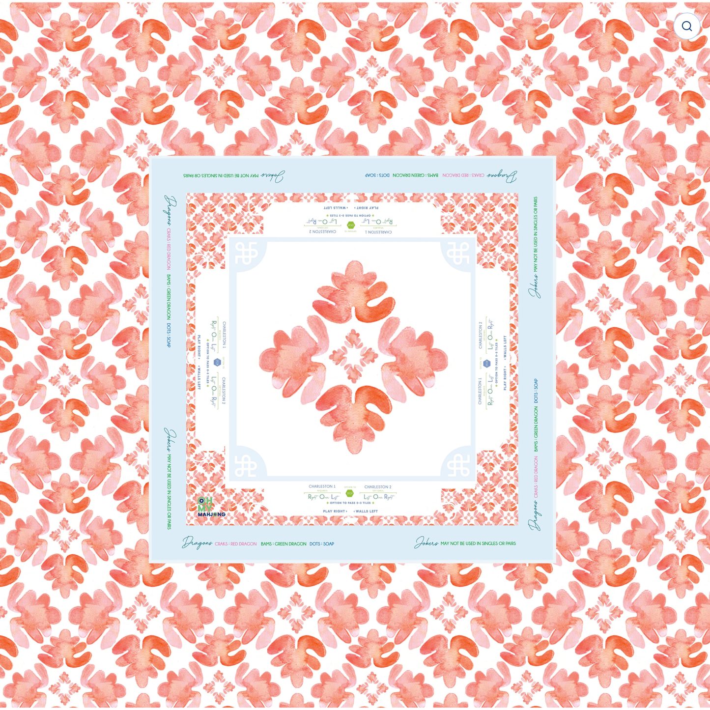 OMM Pop of Poppy Instructional Mahjong Tablecloth