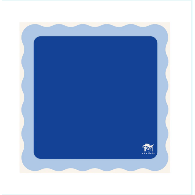 My Fair Mahjong Cobalt Center- Light Blue Scallop Mahjong Mat