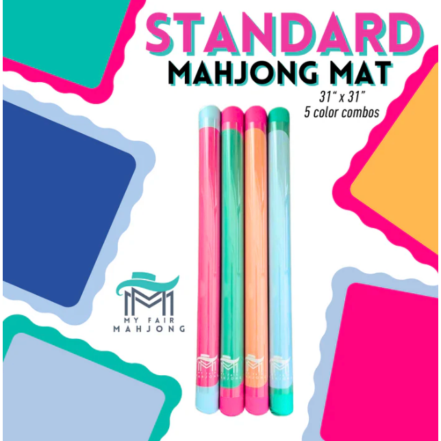 My Fair Mahjong Cobalt Center- Light Blue Scallop Mahjong Mat