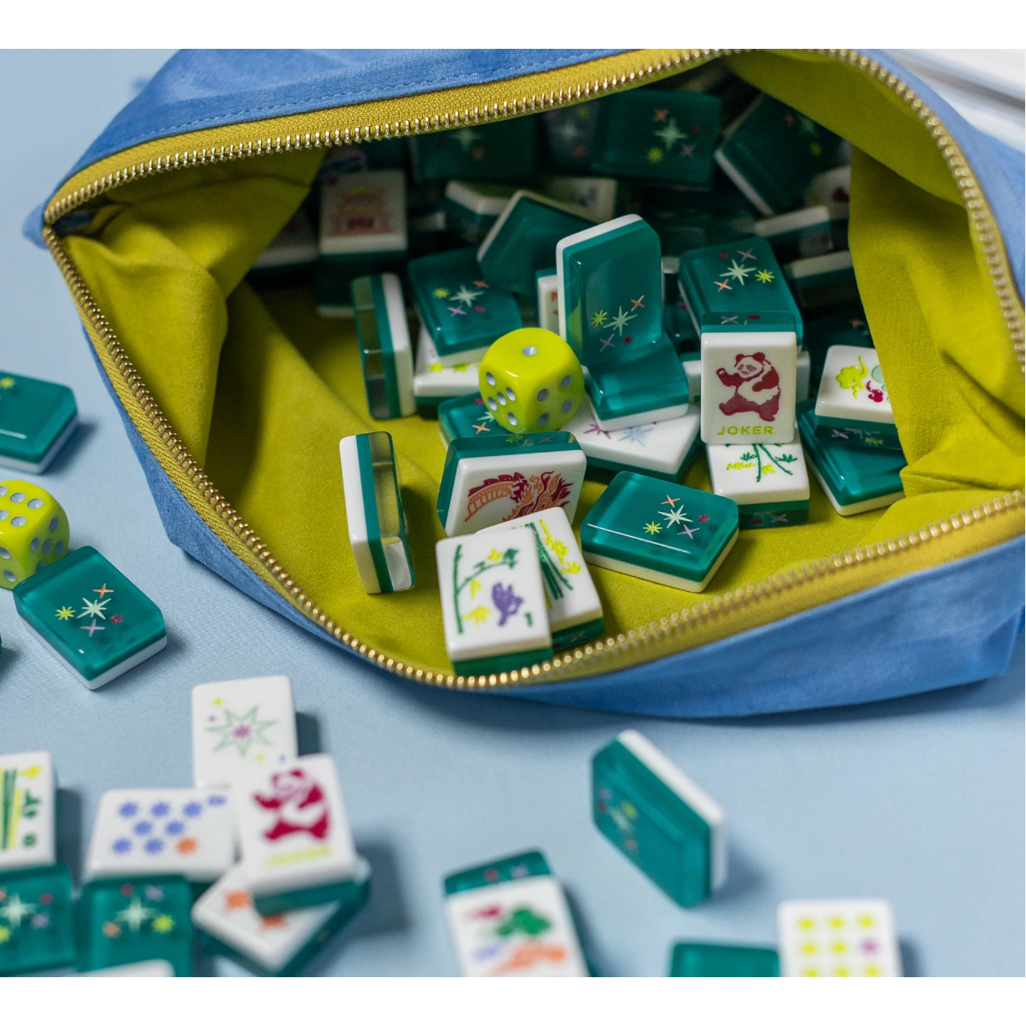 Bam Bird Boutique - East Meets West Velvet Tile Bag - SKY BLUE