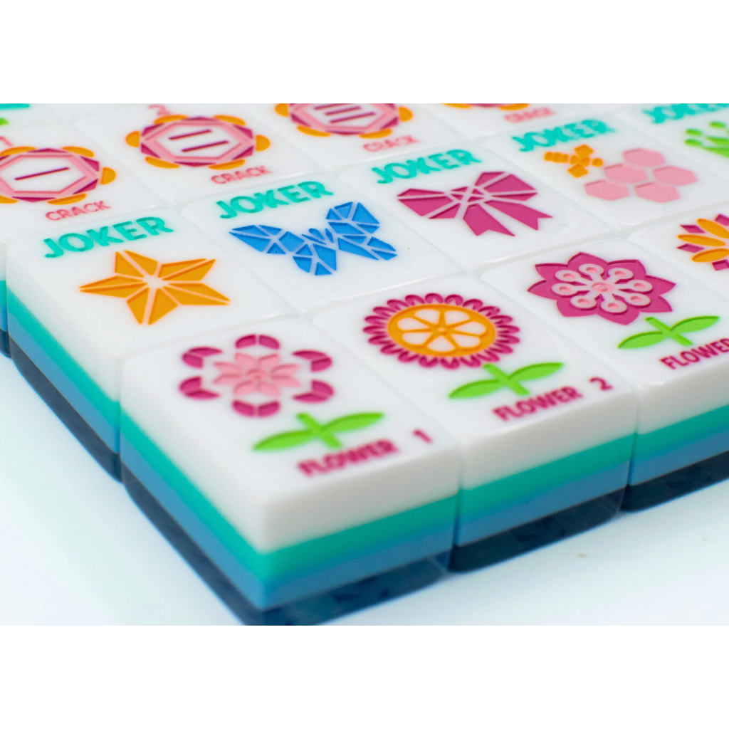 LIMITED TIME SALE _ My Fair Mahjong Crystal Prism Blue | Mahjong with Bold Angles and Vibrant Vibes | Clear Top with Colorful Pattern and Layers