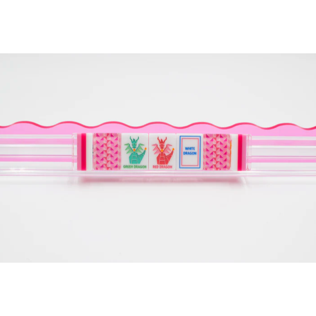 LIMITED TIME SALE - My Fair Mahjong Crystal Prism Pink | Mahjong with Bold Angles and Vibrant Vibes | Clear Top with Colorful Pattern and Layers