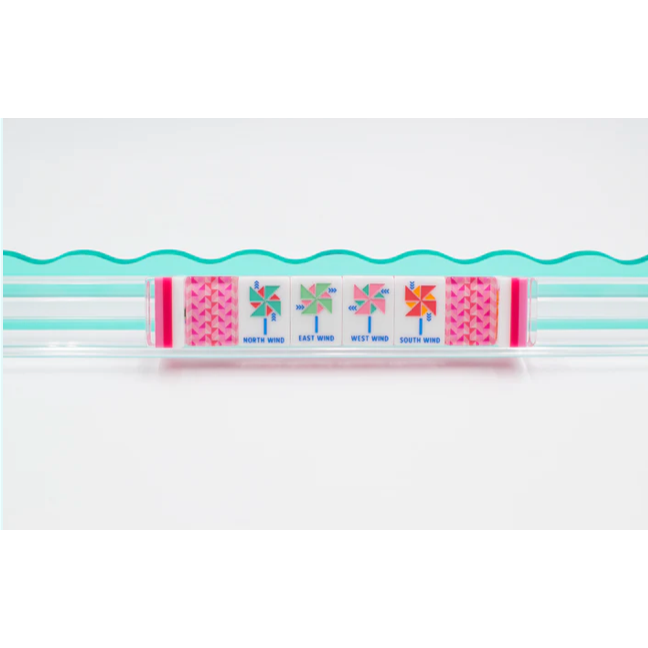 My Fair Mahjong Crystal Prism Pink | Mahjong with Bold Angles and Vibrant Vibes | Clear Top with Colorful Pattern and Layers