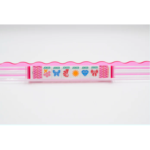 LIMITED TIME SALE - My Fair Mahjong Crystal Prism Pink | Mahjong with Bold Angles and Vibrant Vibes | Clear Top with Colorful Pattern and Layers