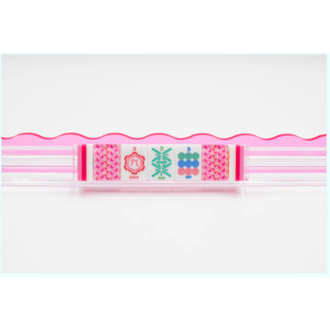 LIMITED TIME SALE - My Fair Mahjong Crystal Prism Pink | Mahjong with Bold Angles and Vibrant Vibes | Clear Top with Colorful Pattern and Layers