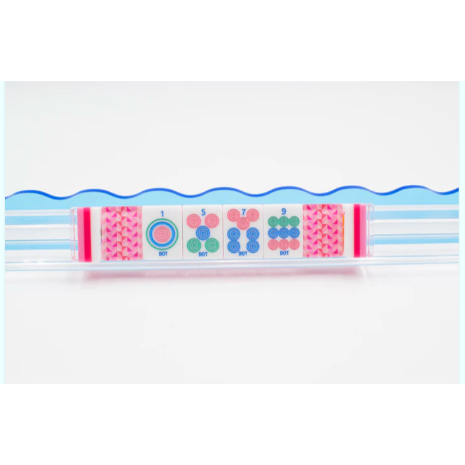 LIMITED TIME SALE - My Fair Mahjong Crystal Prism Pink | Mahjong with Bold Angles and Vibrant Vibes | Clear Top with Colorful Pattern and Layers