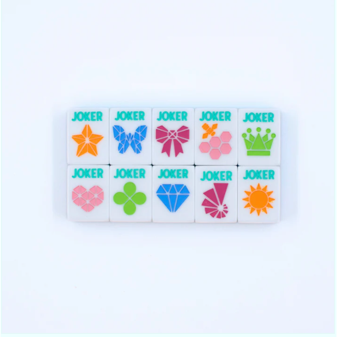 My Fair Mahjong Crystal Prism Pink | Mahjong with Bold Angles and Vibrant Vibes | Clear Top with Colorful Pattern and Layers
