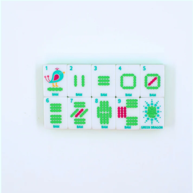 My Fair Mahjong Crystal Confetti Citrus Green | Mahjong with a Sprinkle of Color and Joy | Clear Top with Colorful Pattern and Layers